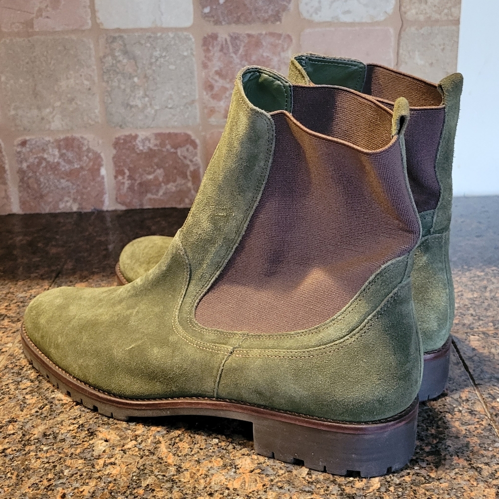 TALBOTS New Suede Pull On Boots Green 9B - Picture 2 of 7